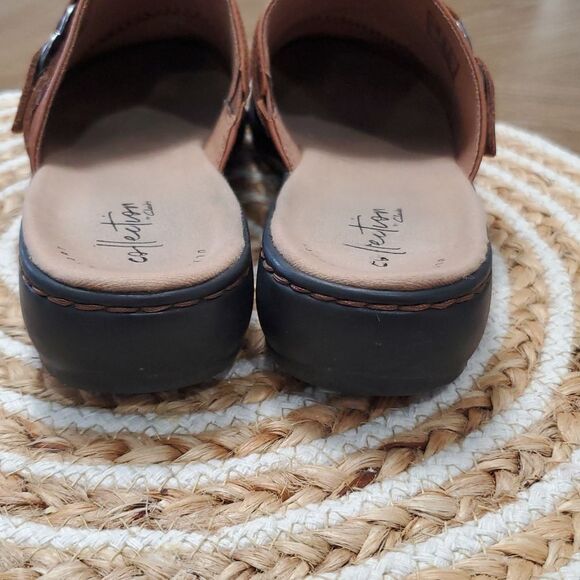 Clarks Leisa Sadie Dark Tan Leather Mule, Size 8 - Picture 9 of 12